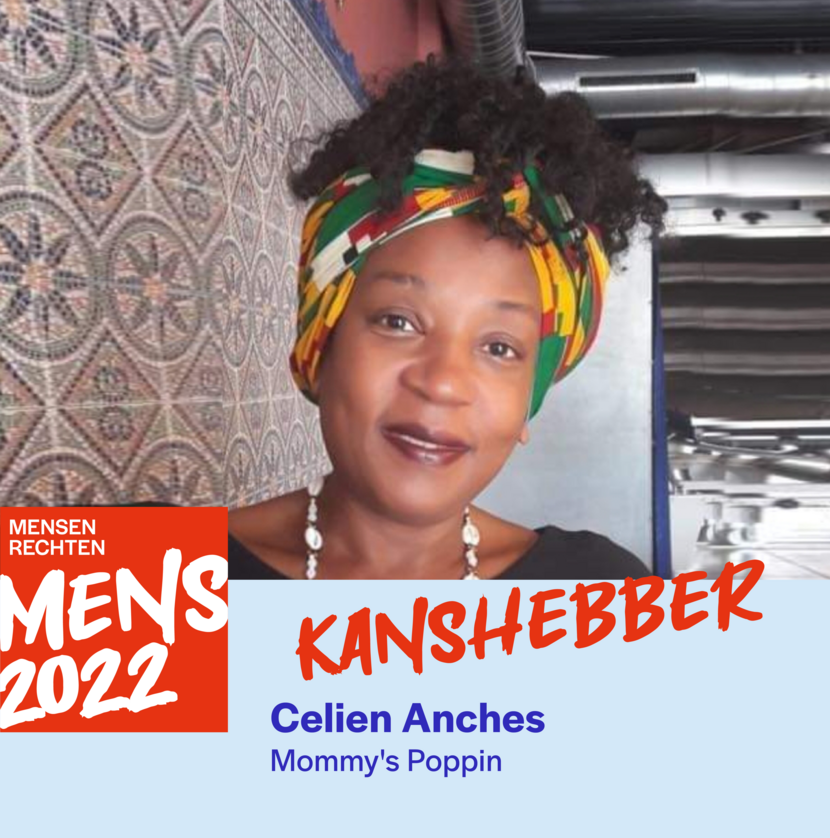 Celien Anches van Mommy's Poppin, kanshebber voor de prijs MensenrechtenMens 2022.